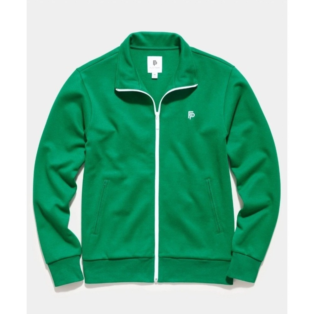 Flint Park Mens Green Full Zip Track Jacket Embroidered Logo Size Large